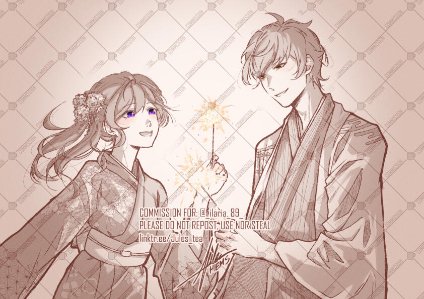 Ren &amp; Asami (refined sketch)